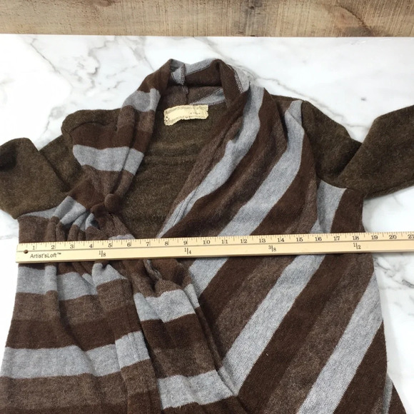 A'reve Brown Gray Striped Knit Cowl Neck Sweater Womens Medium Modcloth Cardigan - Picture 10 of 12